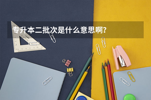 专升本二批次是什么意思啊？